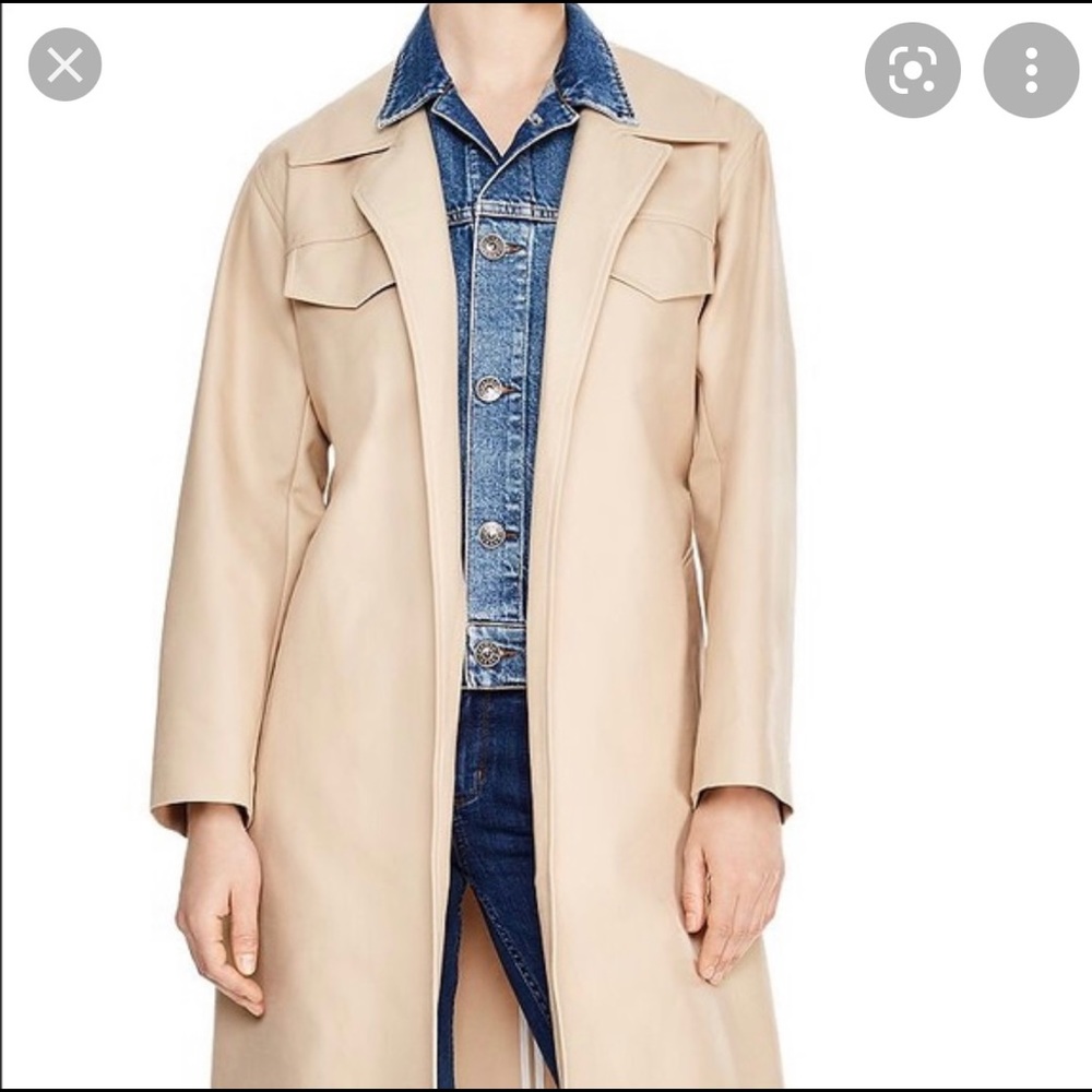 SANDRO trench coat with removable denim insert.
